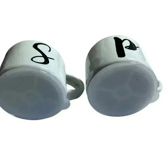 New Tablecraft Enamel Salt & Pepper Shakers, White - Picture 6 of 10